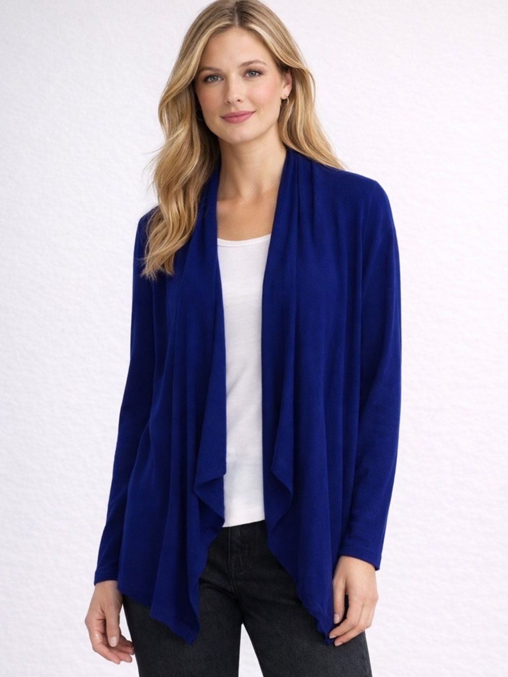 Eileen Fisher Purple Organic Cotton Open Front Cardigan Sweater Size S